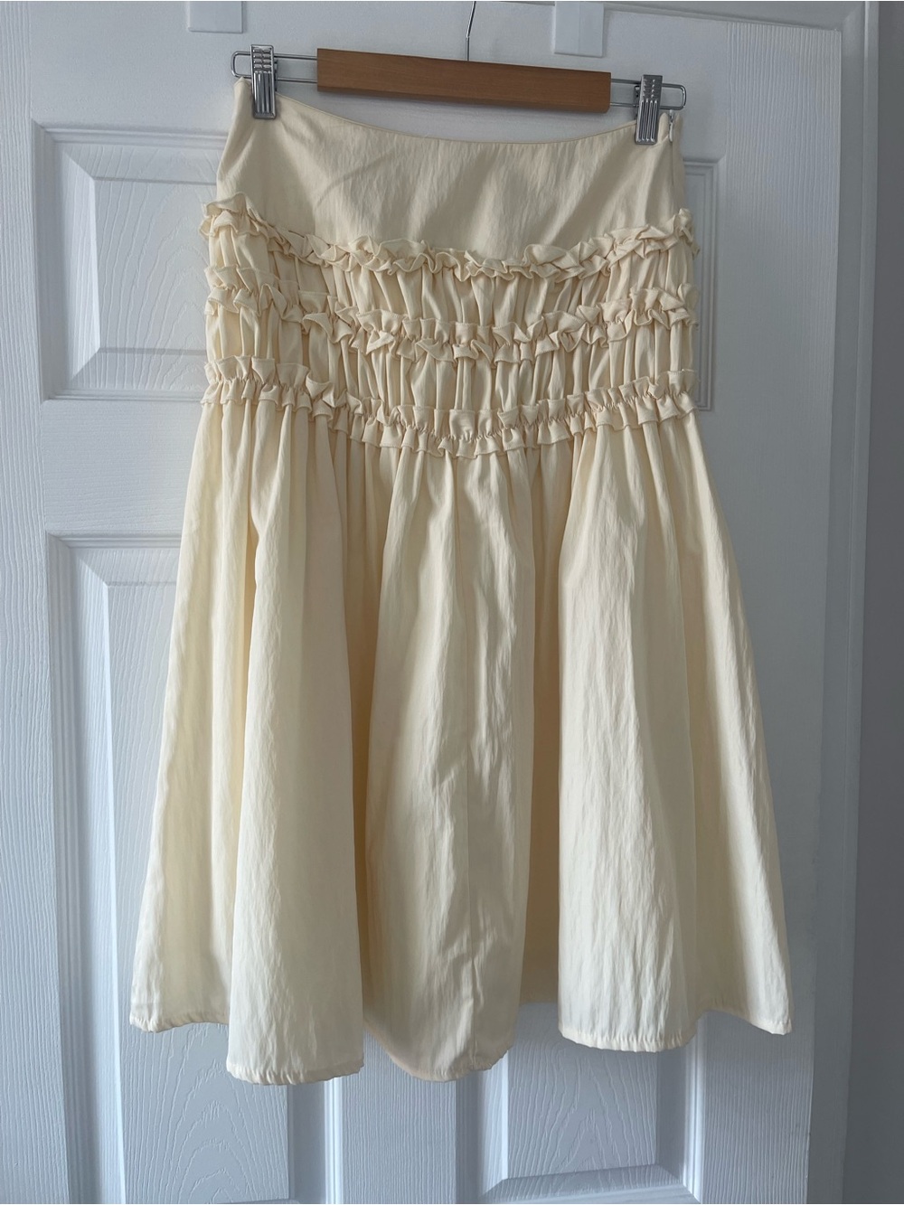 Cream Ruffle Midi Skirt